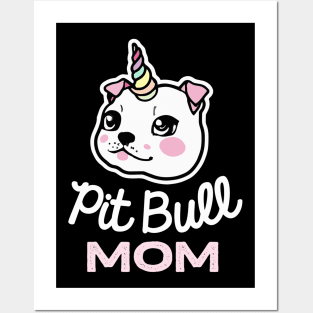 Pit Bull Mom Unicorn Dog Owner Retro Dog Mother Posters and Art